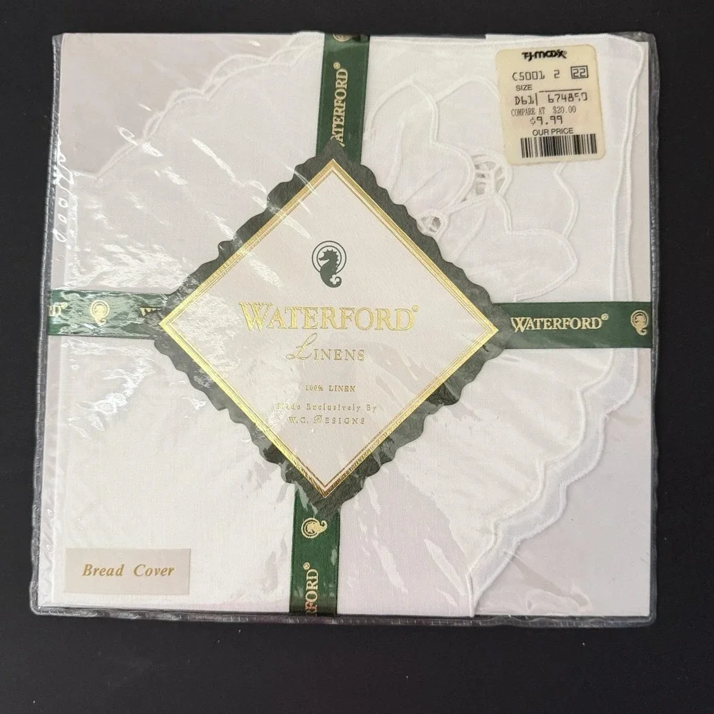 Vintage Waterford Linen Castlemaine White Bread Cover 16x16 Lot of 2 NEW